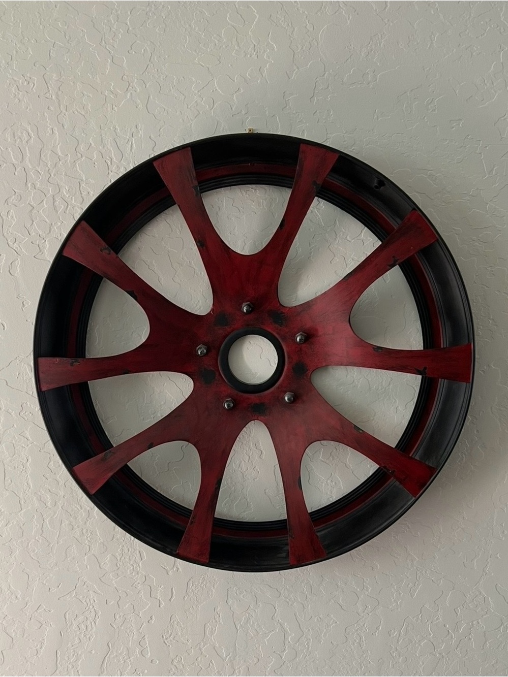 Red and Black Decorative Wheel Wall Art - Home Wall Decor